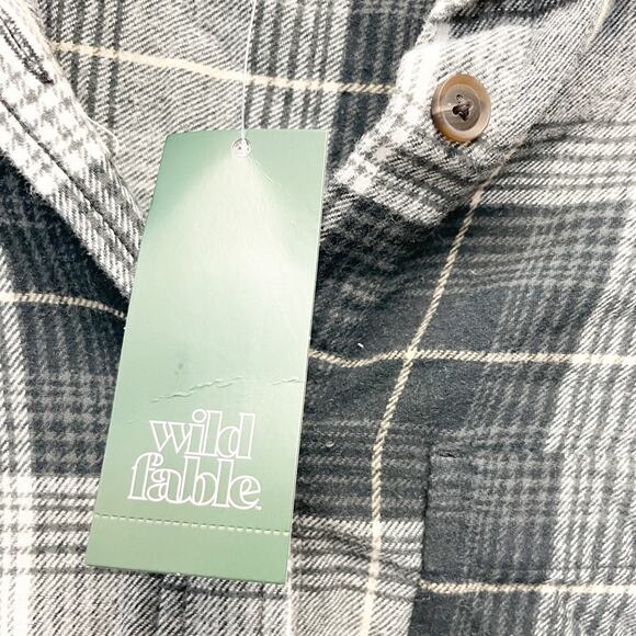 Wild Fable Women's Oversized Boyfriend Fit Black White Plaid Button-Up XXS - Picture 4 of 6